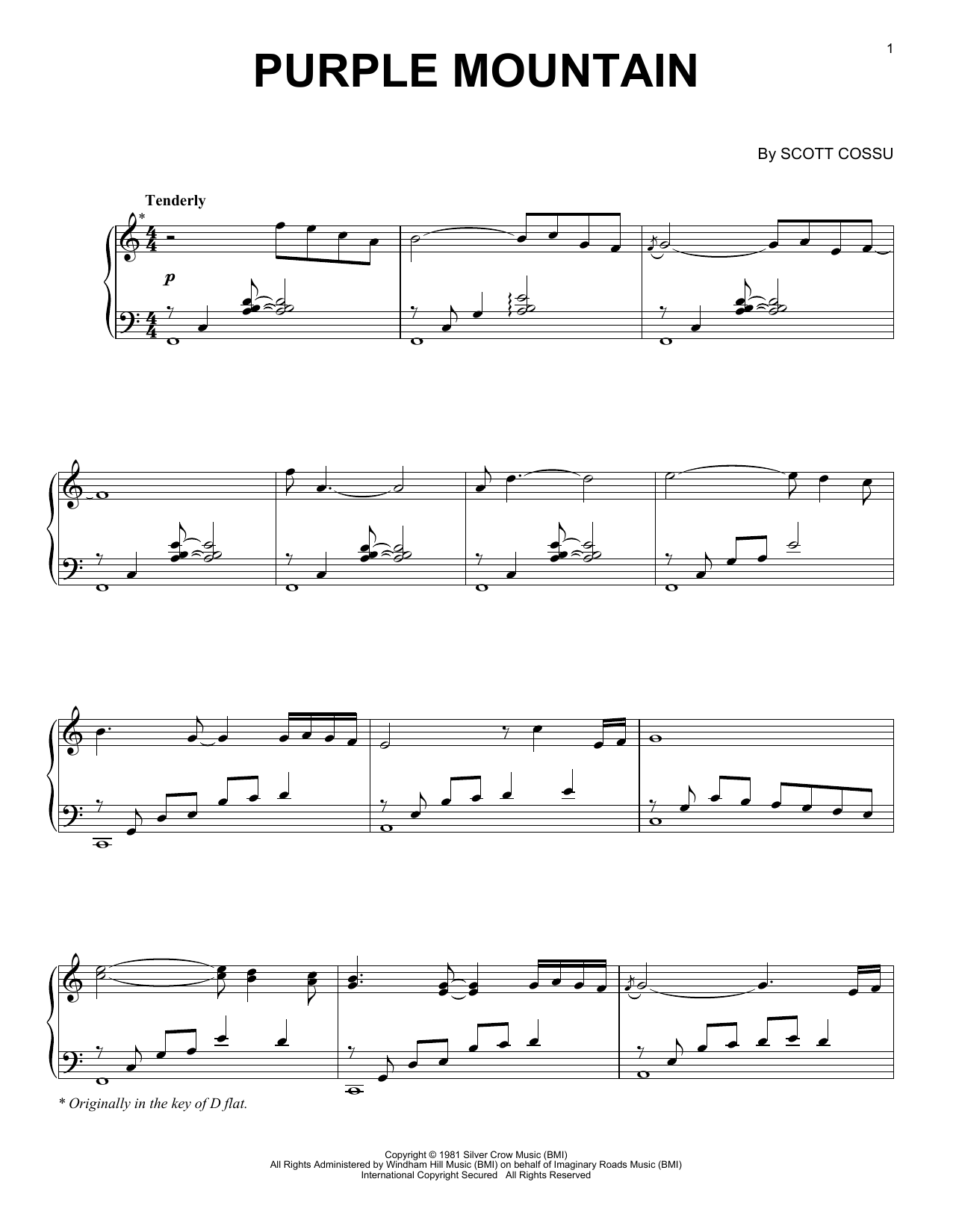 Scott Cossu Purple Mountain sheet music notes and chords. Download Printable PDF.