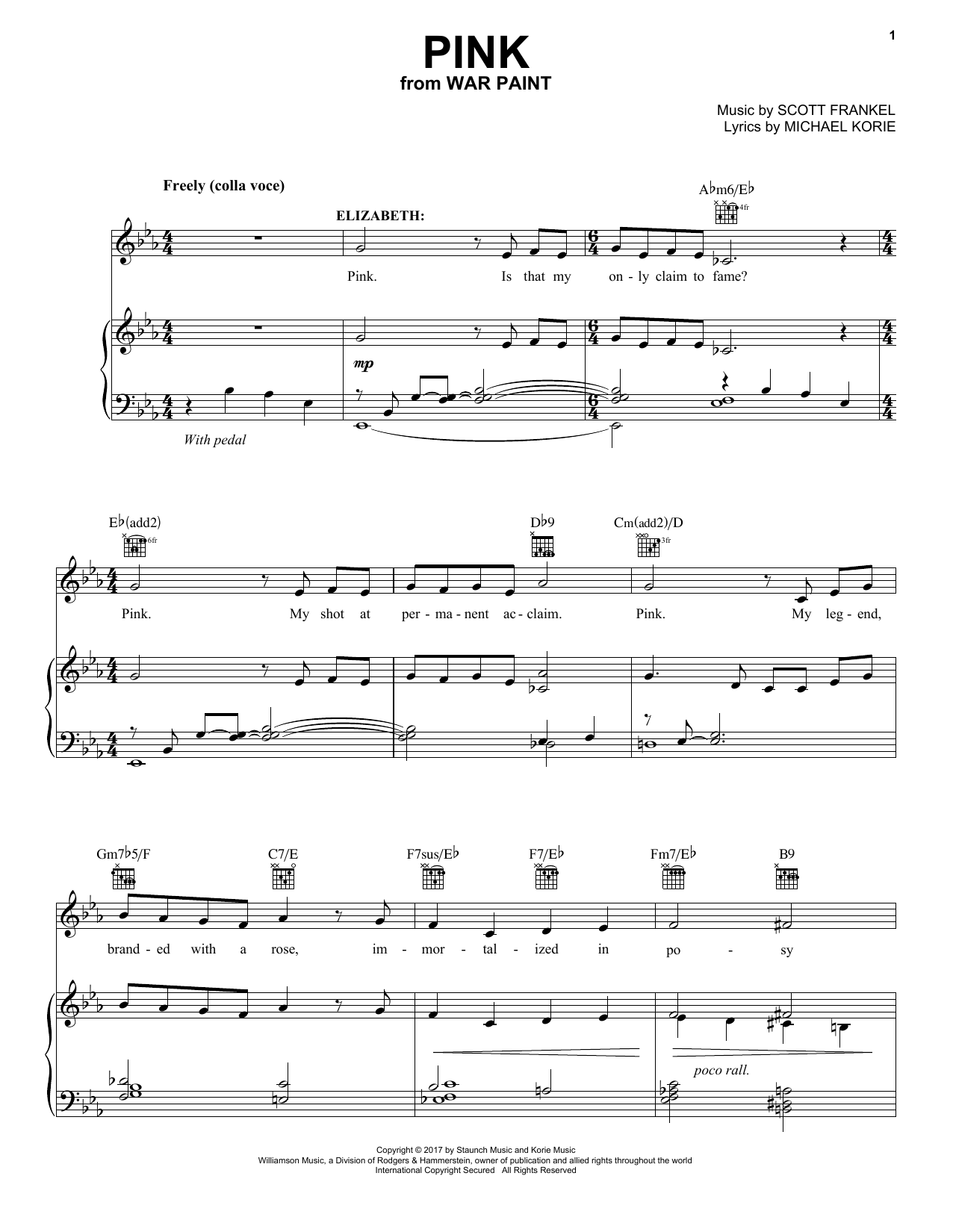 Scott Frankel Pink sheet music notes and chords. Download Printable PDF.