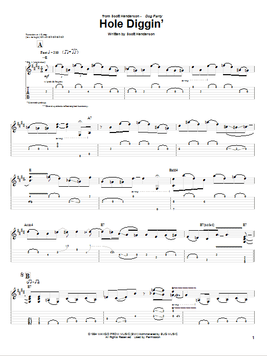 Scott Henderson Hole Diggin' sheet music notes and chords. Download Printable PDF.