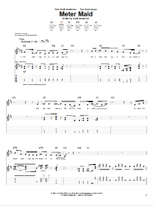 Learn to play Scott Henderson Meter Maid sheet music for Guitar Tab in minutes. Price: 7.8900$ Scott Henderson Meter Maid sheet music notes and chords arranged for Guitar Tab