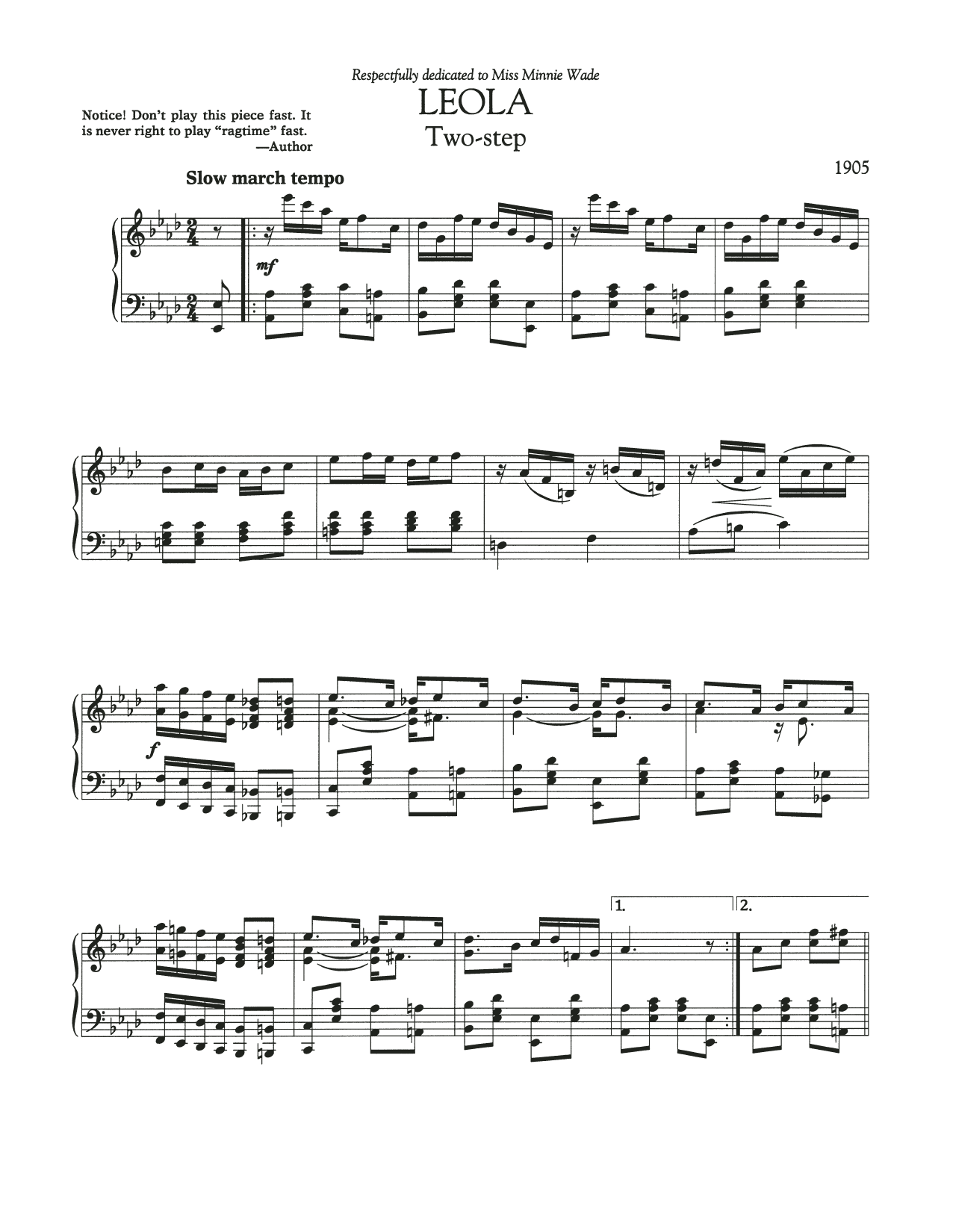 Scott Joplin Leola sheet music notes and chords. Download Printable PDF.