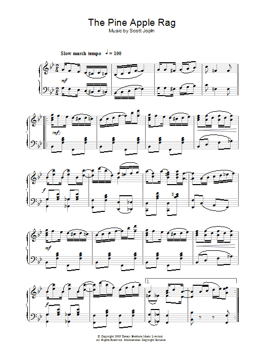 Scott Joplin Pineapple Rag sheet music notes and chords. Download Printable PDF.