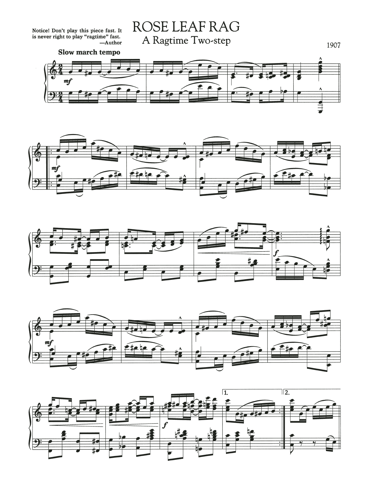 Scott Joplin Rose Leaf Rag sheet music notes and chords. Download Printable PDF.