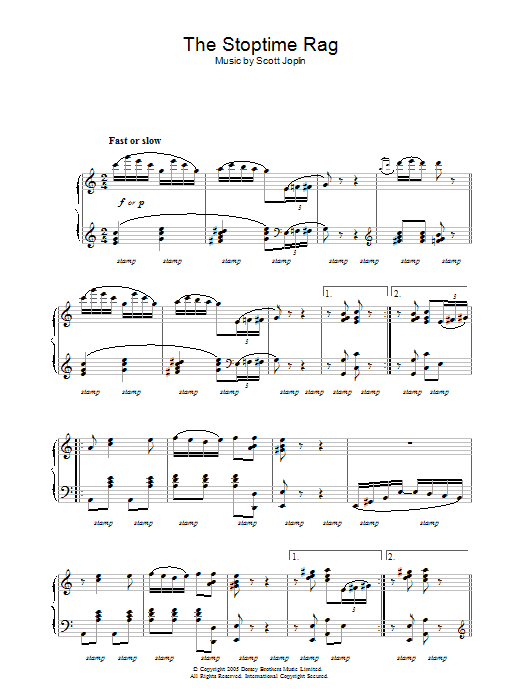 Scott Joplin Stoptime Rag sheet music notes and chords. Download Printable PDF.