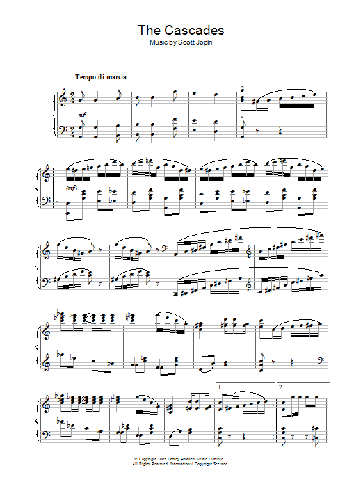 Scott Joplin The Cascades sheet music notes and chords. Download Printable PDF.