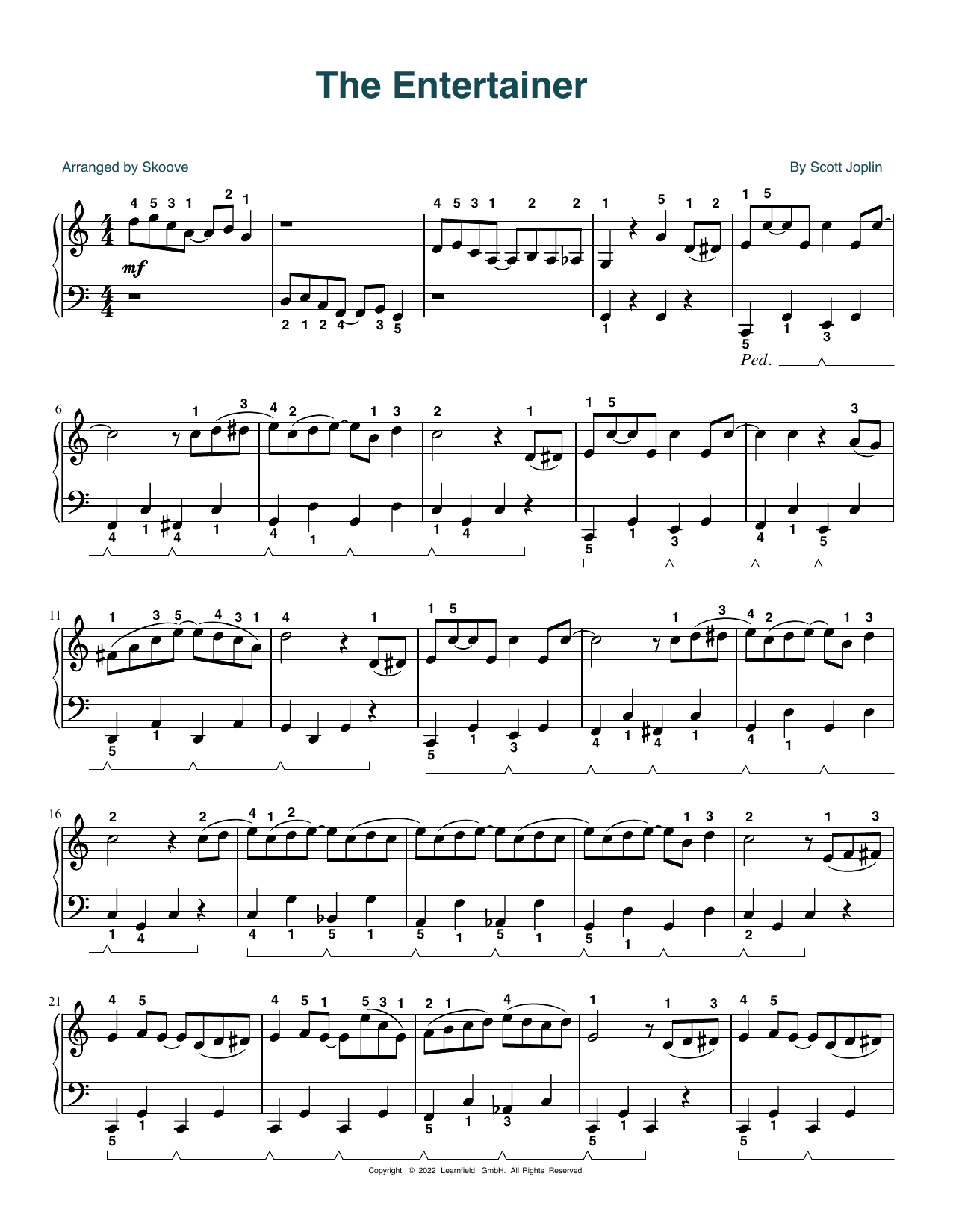 Learn to play Scott Joplin The Entertainer (arr. Skoove) sheet music for Piano Solo in minutes. Price: 6.9900$ Scott Joplin The Entertainer (arr. Skoove) sheet music notes and chords arranged for Piano Solo