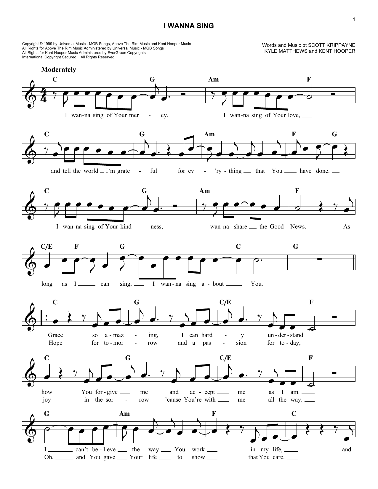 Scott Krippayne I Wanna Sing sheet music notes and chords arranged for Easy Lead Sheet / Fake Book