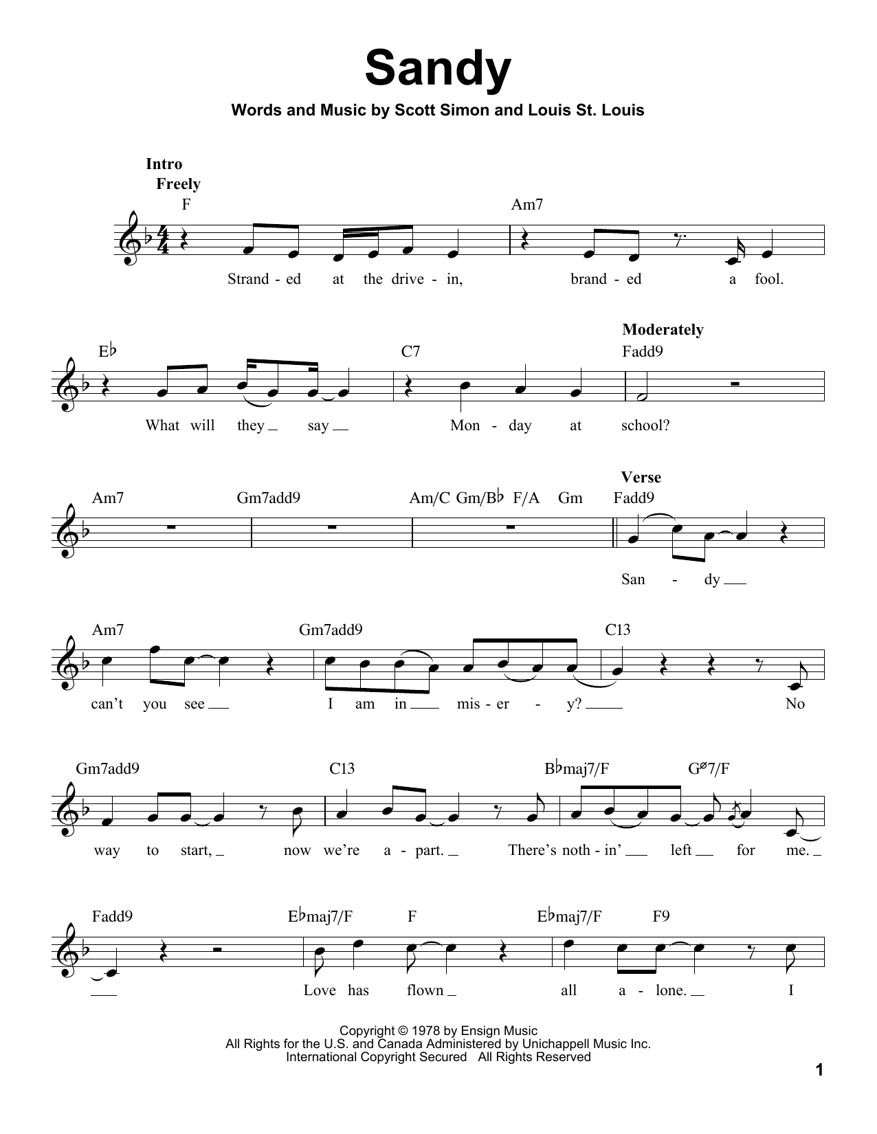 Scott Simon Sandy sheet music notes and chords. Download Printable PDF.