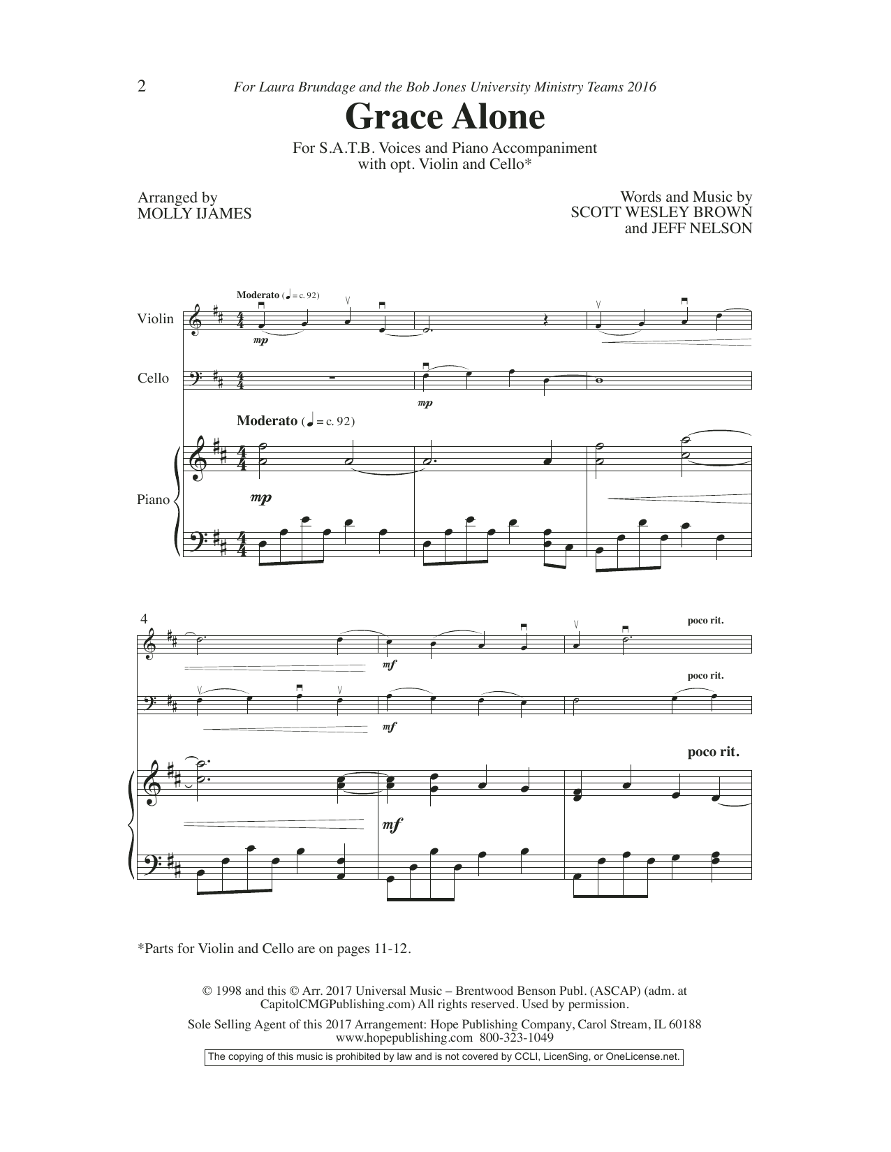 Scott Wesley Brown Grace Alone sheet music notes and chords. Download Printable PDF.