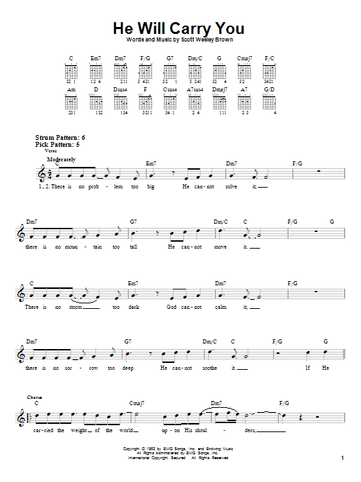 Scott Wesley Brown He Will Carry You Sheet Music Pdf Notes Chords Pop Score Easy Guitar Download Printable Sku 56545