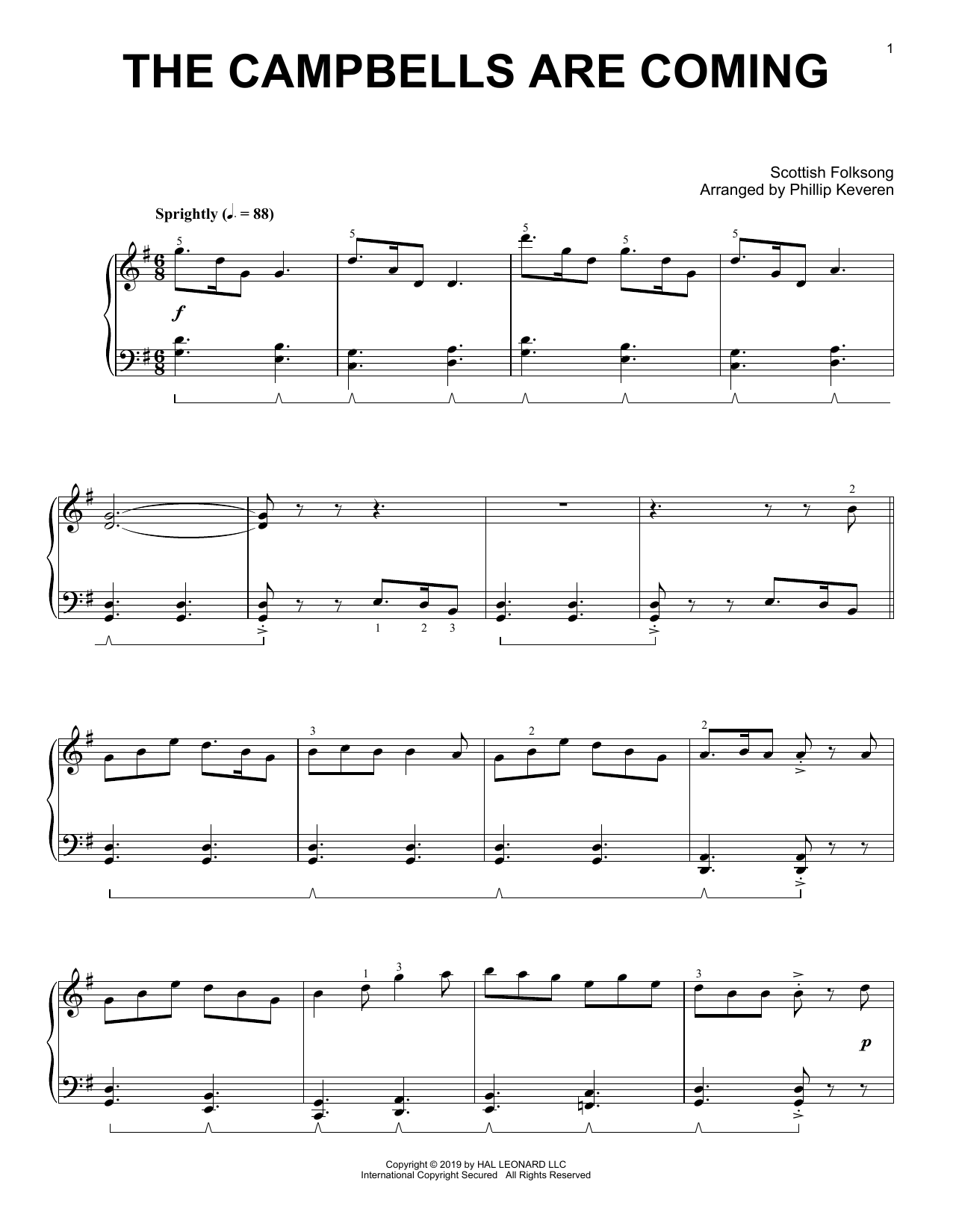 Learn to play Scottish Folksong The Campbells Are Coming (arr. Phillip Keveren) sheet music for Piano Solo in minutes. Scottish Folksong The Campbells Are Coming (arr. Phillip Keveren) sheet music notes and chords