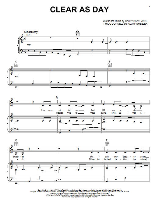 Scotty McCreery Clear As Day sheet music notes and chords. Download Printable PDF.