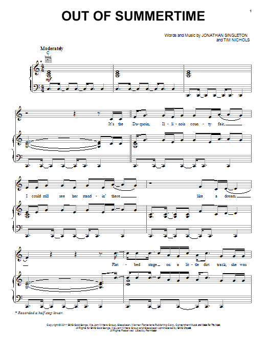 Scotty McCreery Out Of Summertime sheet music notes and chords. Download Printable PDF.