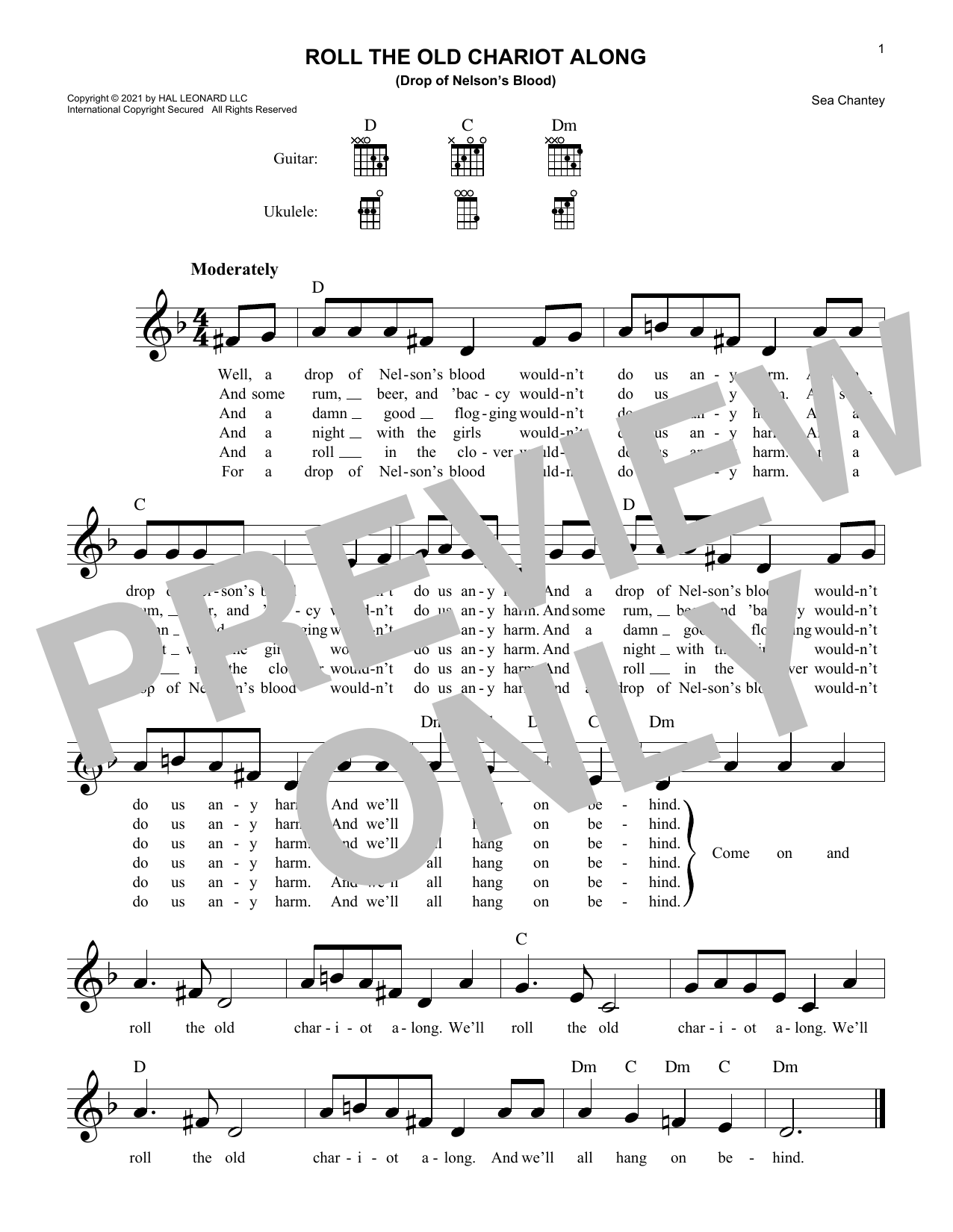 Learn to play Sea Chantey Roll The Old Chariot Along sheet music for Lead Sheet / Fake Book in minutes. Price: 5.9900$ Sea Chantey Roll The Old Chariot Along sheet music notes and chords arranged for Lead Sheet / Fake Book