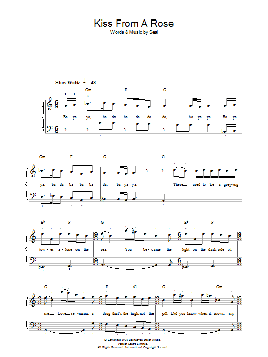 Seal Kiss From A Rose sheet music notes and chords. Download Printable PDF.