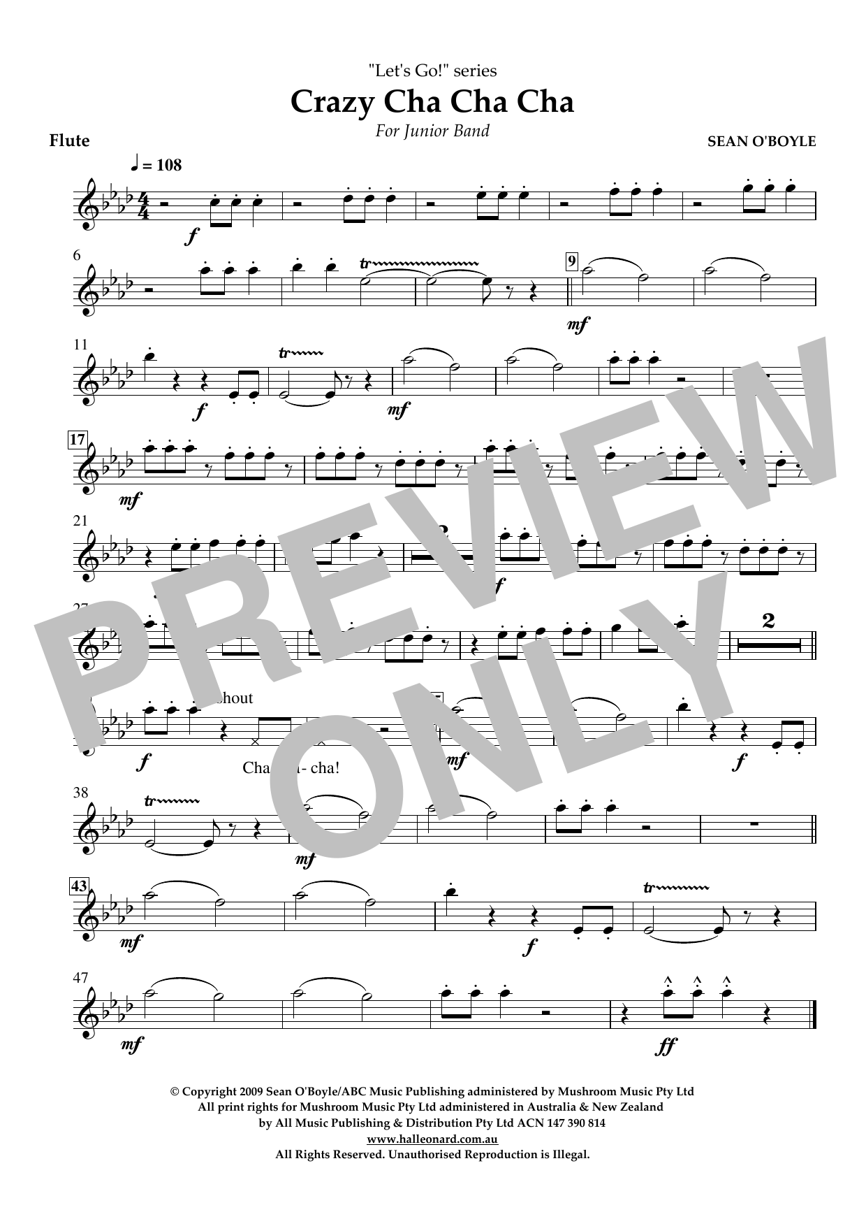 Sean O Boyle Crazy Cha Cha Cha Flute Sheet Music Download Printable PDF Notes FreshSheetMusic