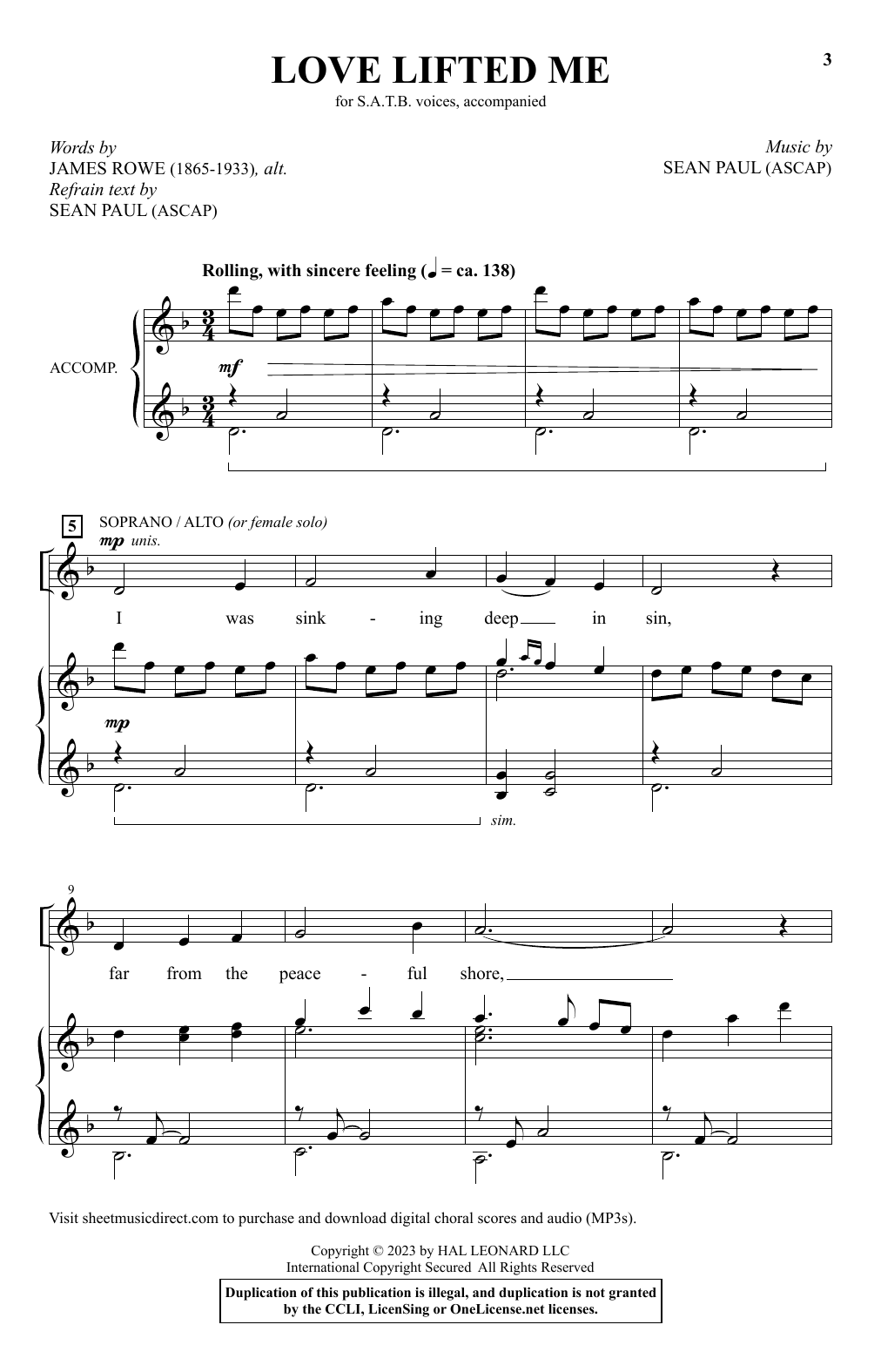 Sean Paul Love Lifted Me sheet music notes and chords. Download Printable PDF.