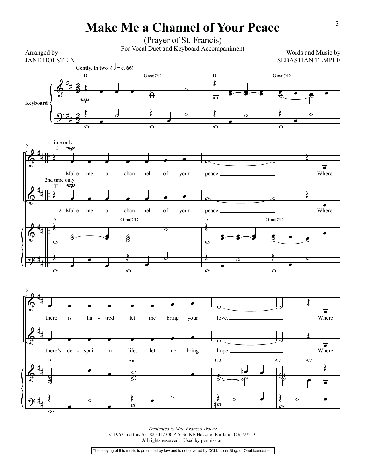 Sebastian Temple Make Me A Channel Of Your Peace sheet music notes and chords. Download Printable PDF.