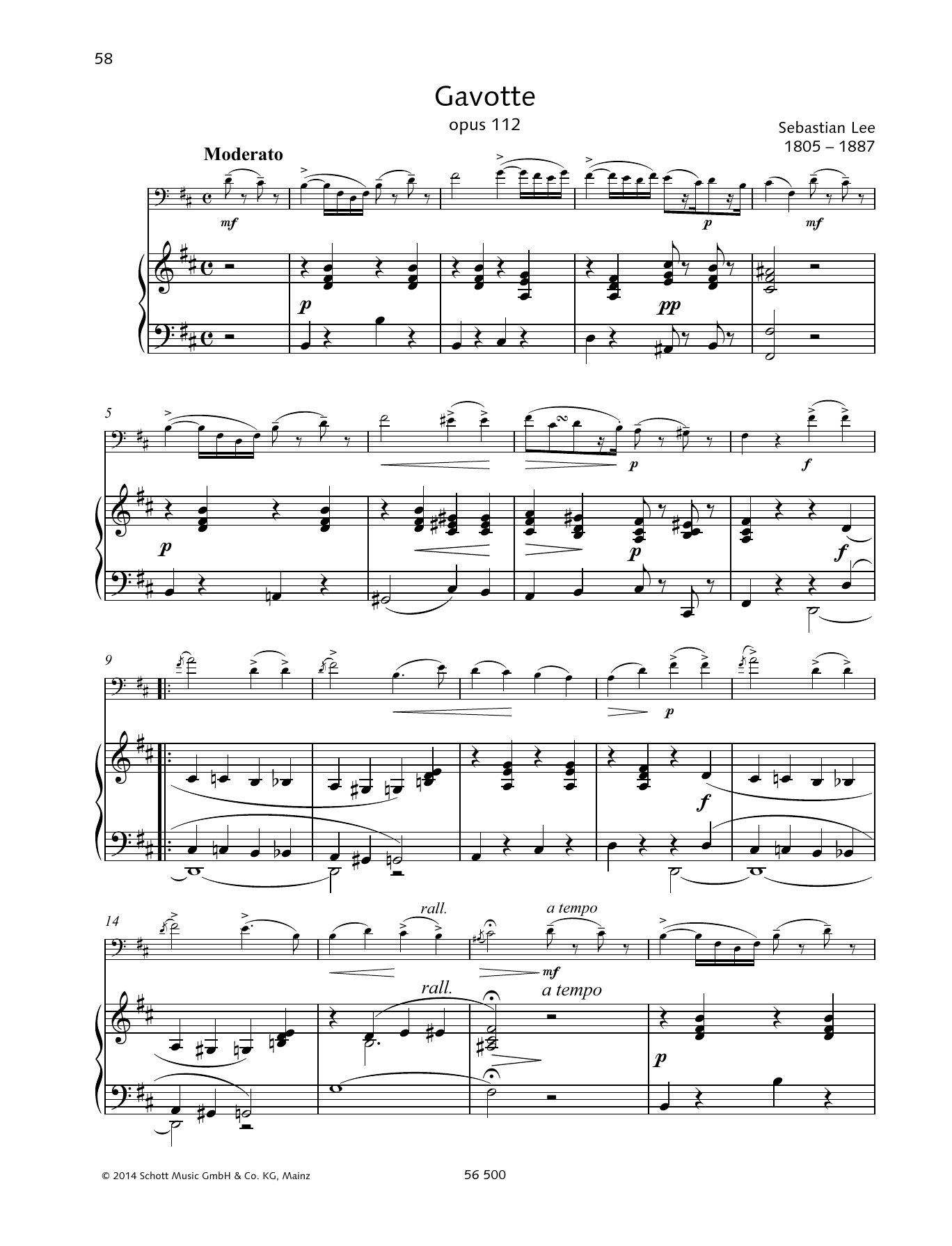 Sebastian Lee Gavotte sheet music notes and chords. Download Printable PDF.