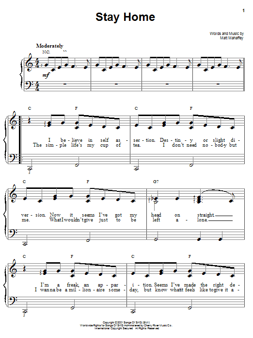 Self Stay Home sheet music notes and chords. Download Printable PDF.