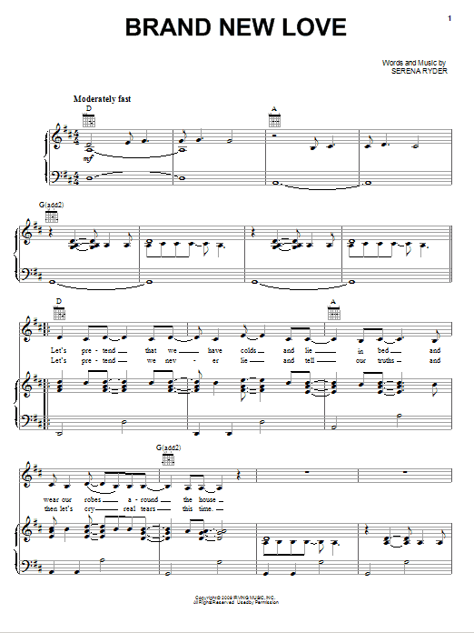 Learn to play Serena Ryder Brand New Love sheet music for Piano, Vocal & Guitar (Right-Hand Melody) in minutes. Serena Ryder Brand New Love sheet music notes and chords. Download Printable PDF.