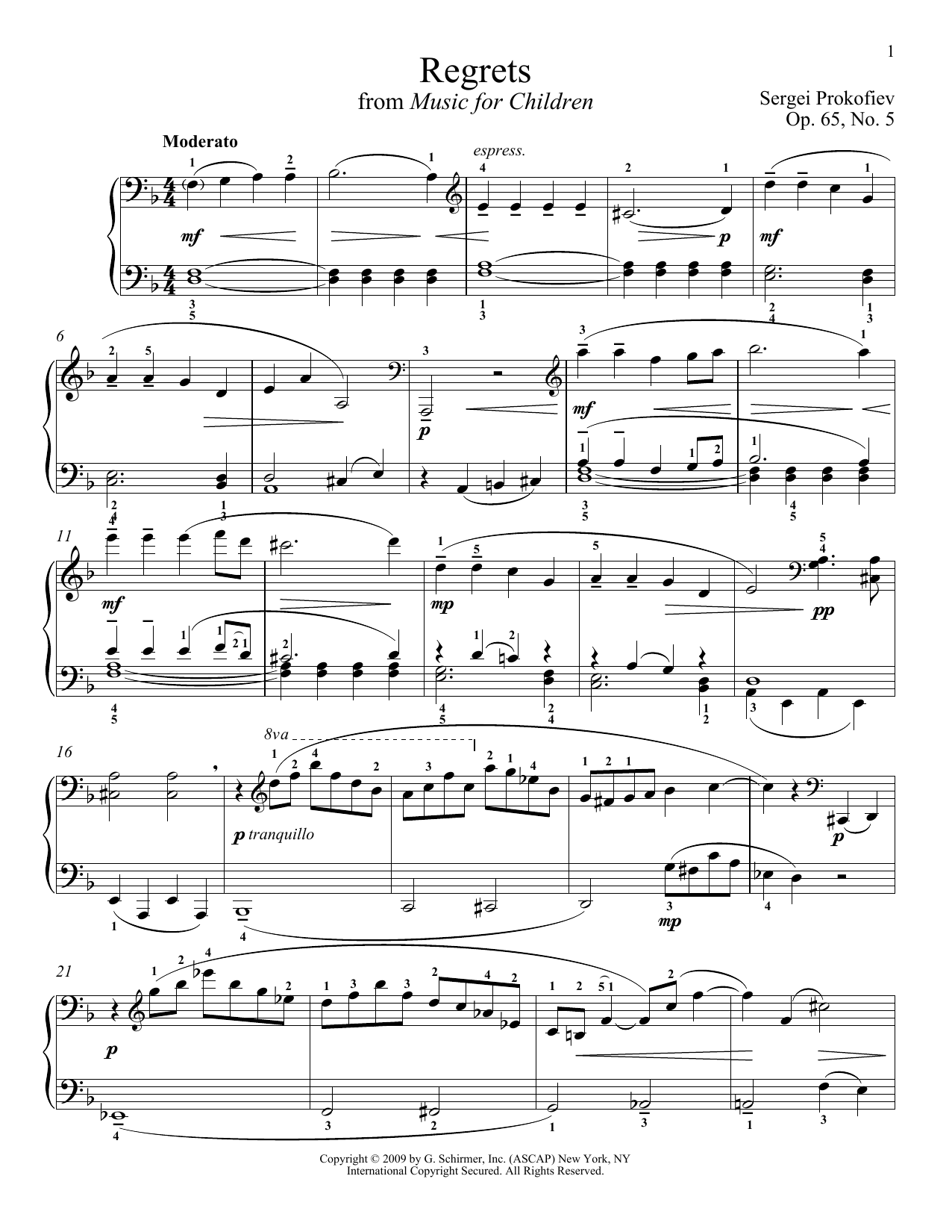 Learn to play Sergei Prokofiev Regrets sheet music for Piano Solo in minutes. Sergei Prokofiev Regrets sheet music notes and chords. Download Printable PDF.