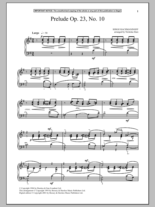 Learn to play Sergei Rachmaninoff Prelude Op. 23, No. 10 sheet music for Piano Solo in minutes. Sergei Rachmaninoff Prelude Op. 23, No. 10 sheet music notes and chords