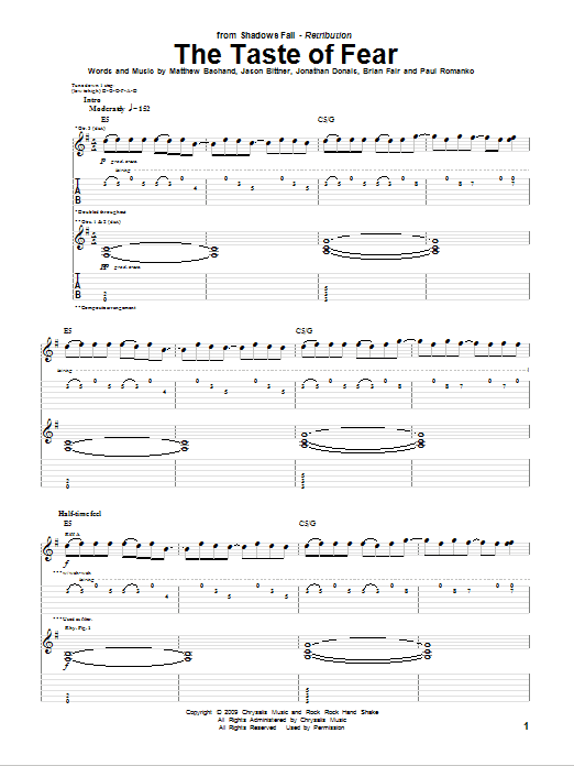 Learn to play Shadows Fall The Taste Of Fear sheet music for Guitar Tab in minutes. Price: 7.8900$ Shadows Fall The Taste Of Fear sheet music notes and chords arranged for Guitar Tab