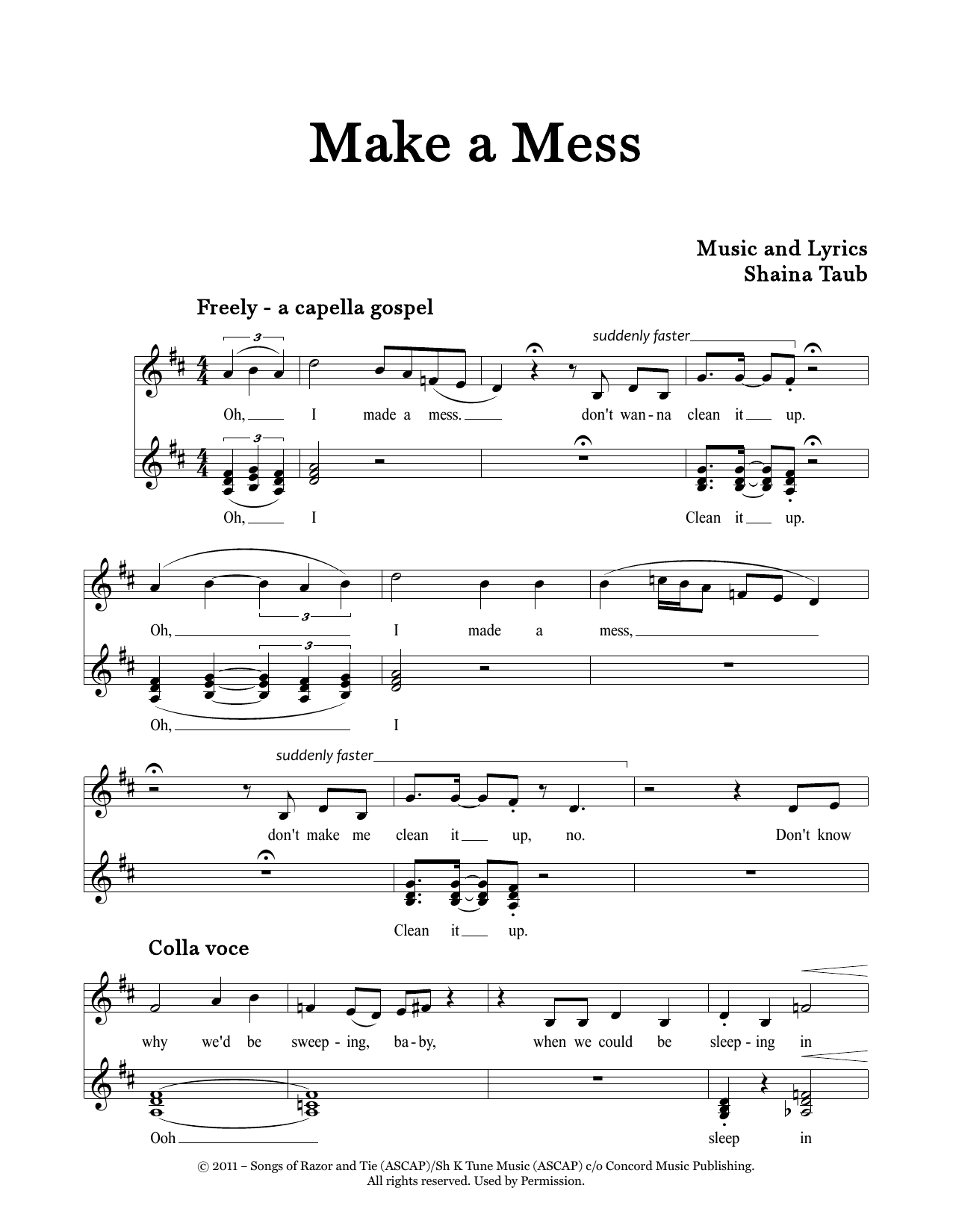 Shaina Taub Make A Mess sheet music notes and chords. Download Printable PDF.