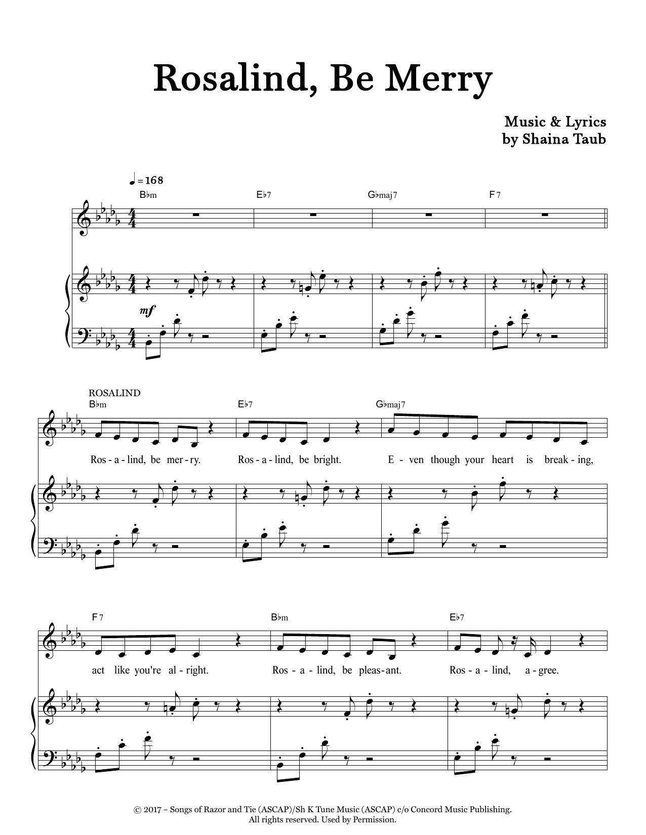 Learn to play Shaina Taub Rosalind, Be Merry (from As You Like It) sheet music for Piano & Vocal in minutes. Shaina Taub Rosalind, Be Merry (from As You Like It) sheet music notes and chords. Download Printable PDF.