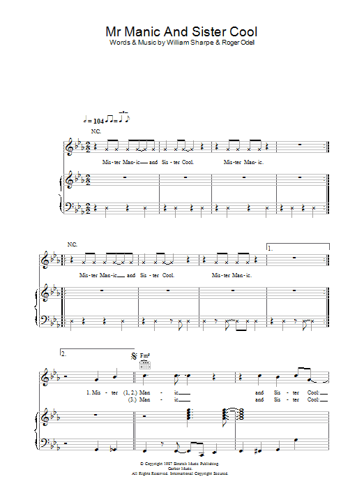 Shakatak Mr Manic And Sister Cool Sheet Music Pdf Notes Chords Pop Score Piano Vocal Guitar Download Printable Sku 39201