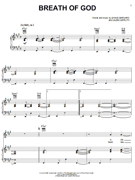 Shane & Shane Breath Of God sheet music notes and chords. Download Printable PDF.