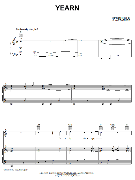 Shane & Shane Yearn sheet music notes and chords. Download Printable PDF.