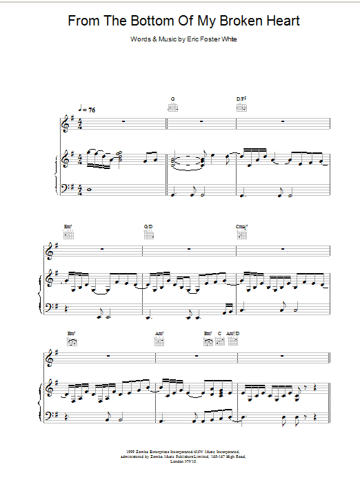 Shania Twain From The Bottom Of My Broken Heart sheet music notes and chords. Download Printable PDF.