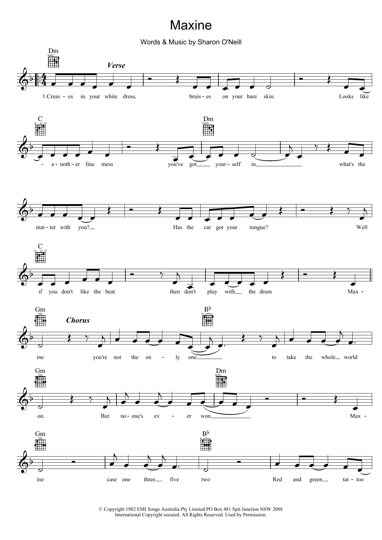 Learn to play Sharon O'Neill Maxine sheet music for Lead Sheet / Fake Book in minutes. Price: 5.9900$ Sharon O'Neill Maxine sheet music notes and chords arranged for Lead Sheet / Fake Book