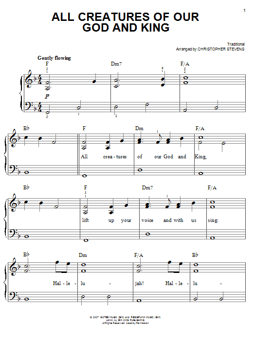 Shawn McDonald and Bethany Dillon All Creatures Of Our God And King sheet music notes and chords. Download Printable PDF.