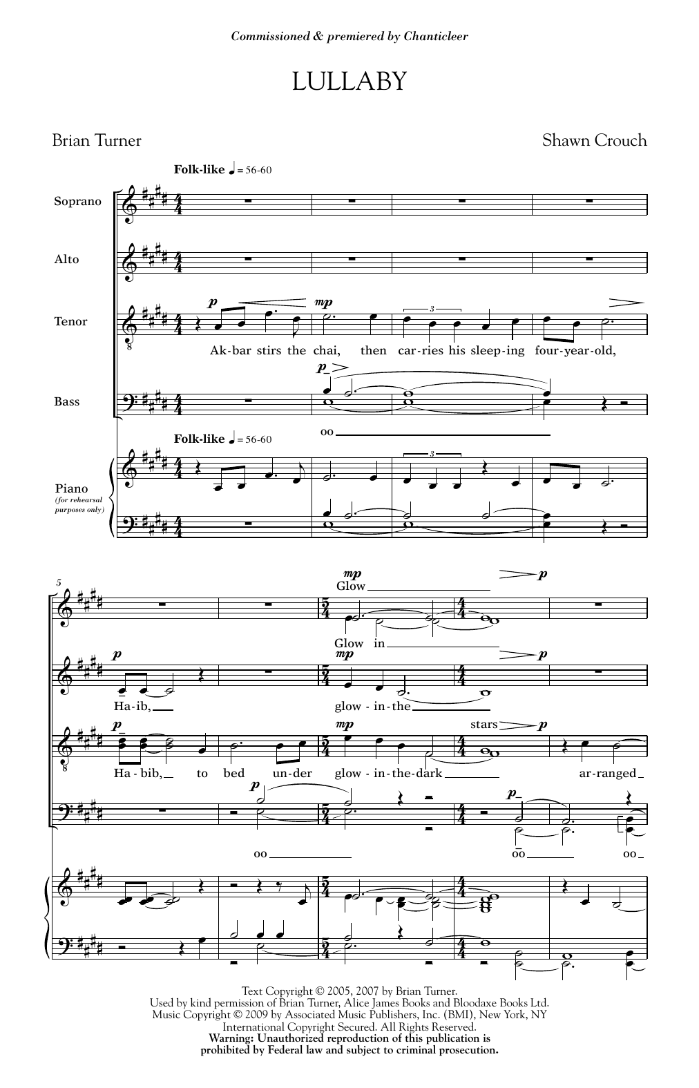 Shawn Crouch Lullaby sheet music notes and chords. Download Printable PDF.