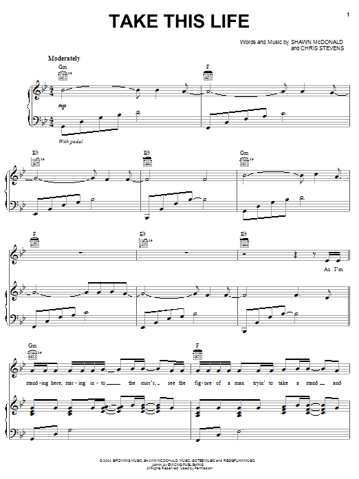 Learn to play Shawn McDonald Take This Life sheet music for Piano, Vocal & Guitar (Right-Hand Melody) in minutes. Shawn McDonald Take This Life sheet music notes and chords. Download Printable PDF.