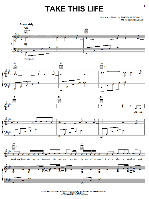 Shawn McDonald Take This Life sheet music notes and chords. Download Printable PDF.