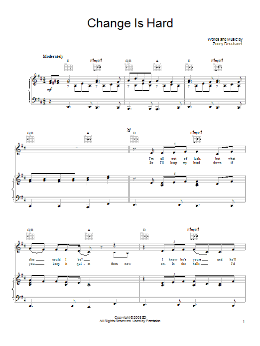 She & Him Change Is Hard sheet music notes and chords. Download Printable PDF.