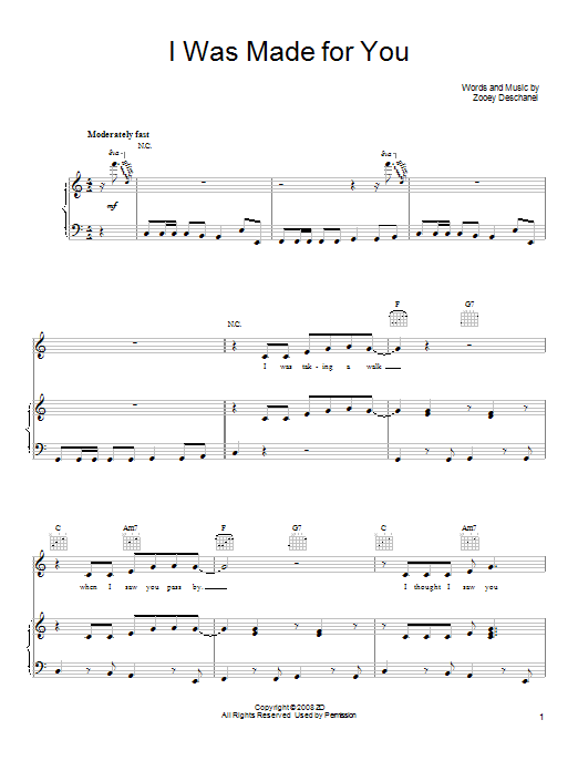 Learn to play She & Him I Was Made For You sheet music for Piano, Vocal & Guitar (Right-Hand Melody) in minutes. She & Him I Was Made For You sheet music notes and chords. Download Printable PDF.