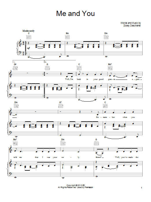 She & Him Me And You sheet music notes and chords. Download Printable PDF.