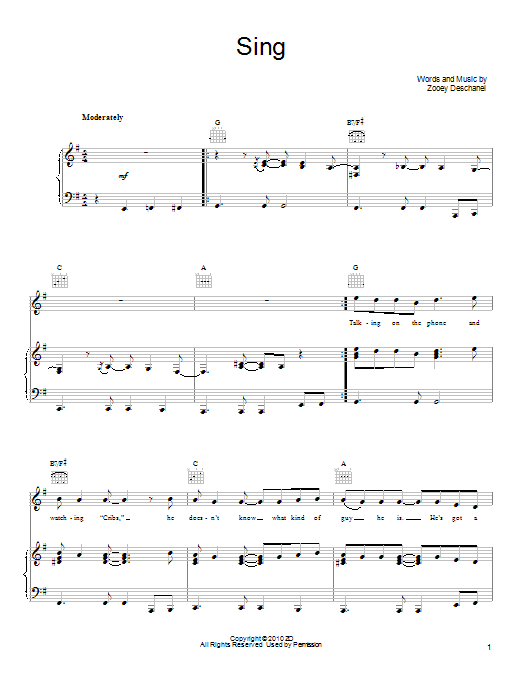 She & Him Sing sheet music notes and chords. Download Printable PDF.