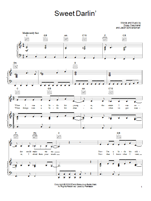 She & Him Sweet Darlin' sheet music notes and chords. Download Printable PDF.