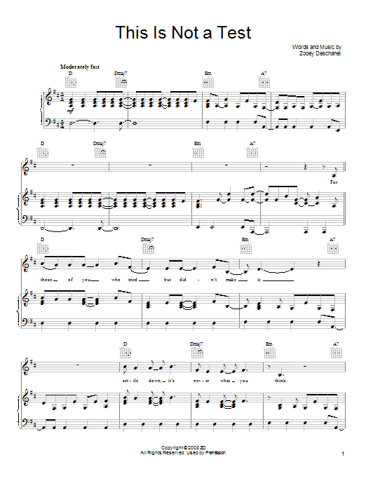 Learn to play She & Him This Is Not A Test sheet music for Piano, Vocal & Guitar (Right-Hand Melody) in minutes. She & Him This Is Not A Test sheet music notes and chords. Download Printable PDF.
