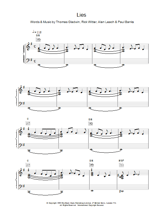 Shed 7 Lies sheet music notes and chords. Download Printable PDF.