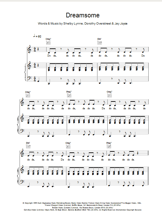 Shelby Lynne Dreamsome (from Bridget Jones's Diary) sheet music notes and chords. Download Printable PDF.