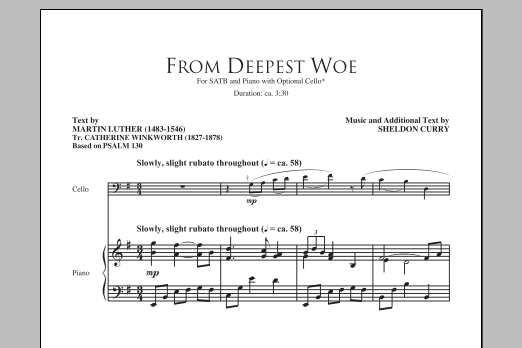 Sheldon Curry From Deepest Woe sheet music notes and chords. Download Printable PDF.