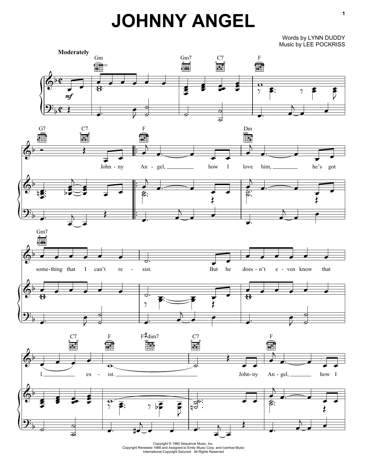 Shelley Fabares Johnny Angel sheet music notes and chords. Download Printable PDF.