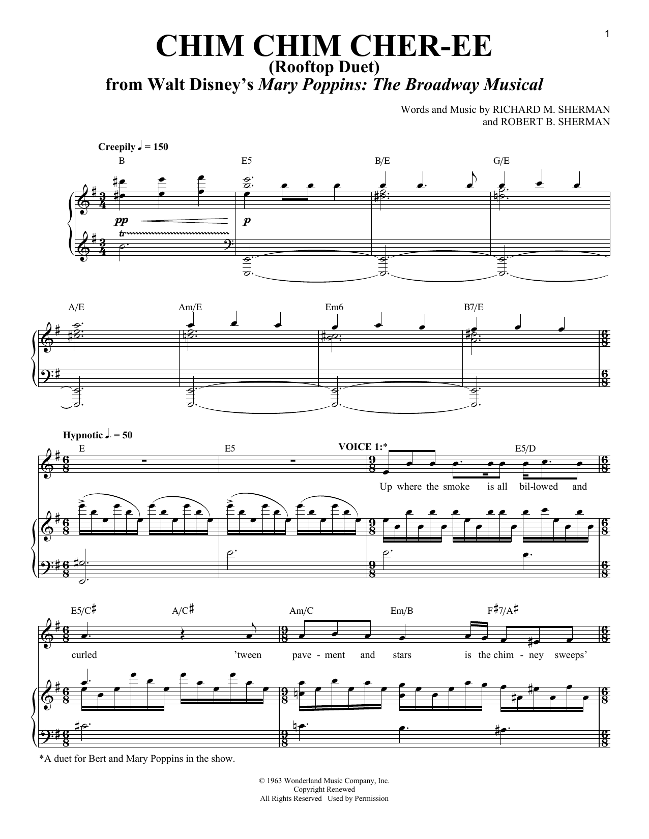 Richard M. Sherman Chim Chim Cher-ee sheet music notes and chords. Download Printable PDF.